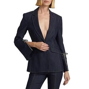 CINQ A SEPT Cheyenne Rhinestone Bow Denim Blazer